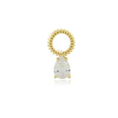 Pin Lock Gota Pedra Cristal Dourado