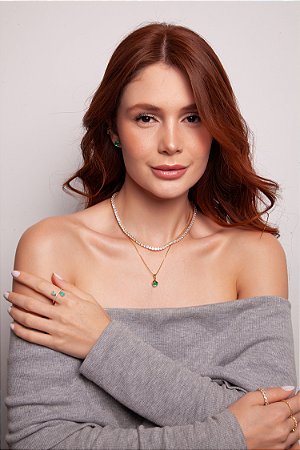 Colar Riviera Bianca Cristal Dourado