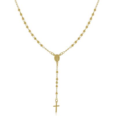 Colar Terço Bolinhas Dourado