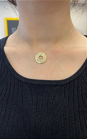 Colar Nylon Fé Esperança Dourado