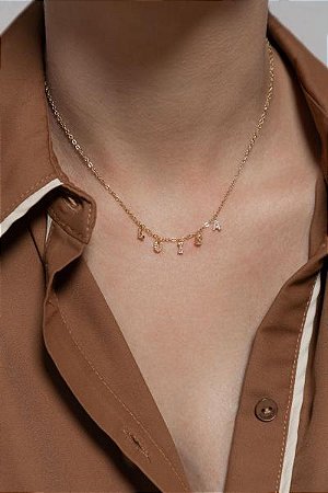 Colar Nome Cravejado Até 10 Letras Dourado