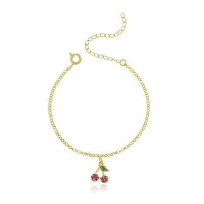 Pulseira Infantil Cerejinha Dourado