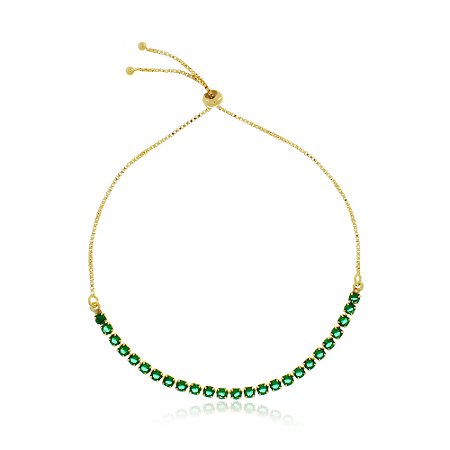Pulseira Rita 3Mm Esmeralda Dourado