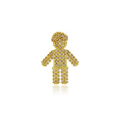 Pingente Menino Cravejado Dourado