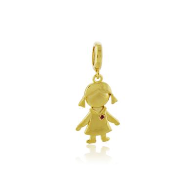 Pingente Menina Lisa Pink Dourado