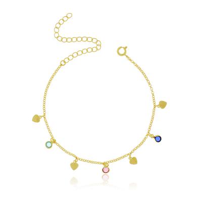 Pulseira Corações Color Dourado