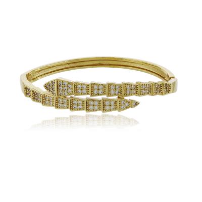 Bracelete Snake Cravejado Dourado
