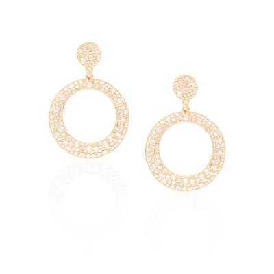 Brinco Circulo Vazado Cravejado  Dourado