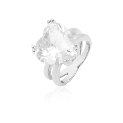 Anel Pedra Coração Cristal Rbranco