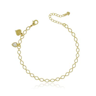 Pulseira Elos 2 Corações Dourado
