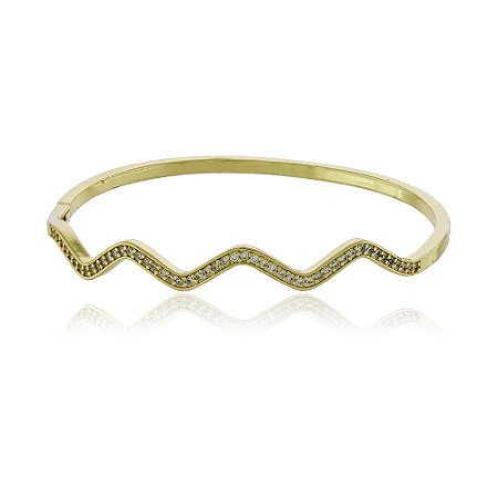 Bracelete Onda Cravejado Dourado
