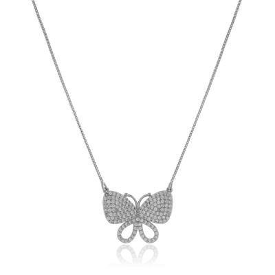 Colar Borboleta Cravejado Rbranco