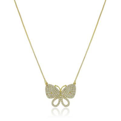 Colar Borboleta Cravejado Dourado