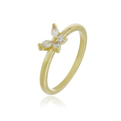 Anel Borboleta Pedra Dourado