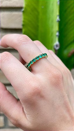 Anel Hailey Verde Dourado