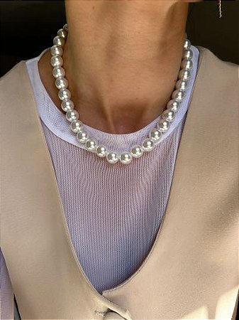 Colar De Perolas Inteiro Dourado