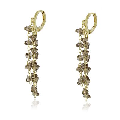 Brinco Pedrinhas Fume Dourado