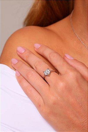 Anel Coraçao Moissanite Rbranco