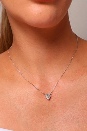 Colar Coração Moissanite Rbranco