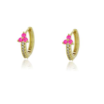 Brinco Argola M Trevinho Pink Dourado