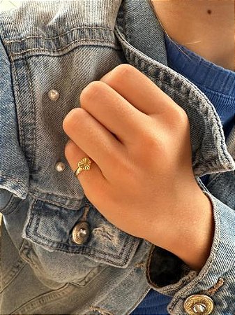 Anel Infantil Coração Risca Dourado