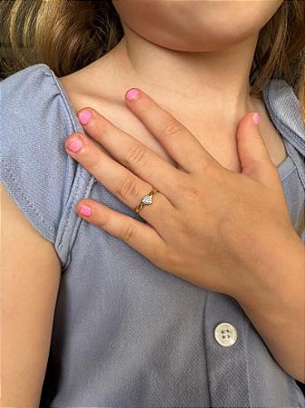 Anel Infantil Coração 1 Dourado