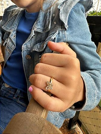 Anel Infantil Borboleta Dourado