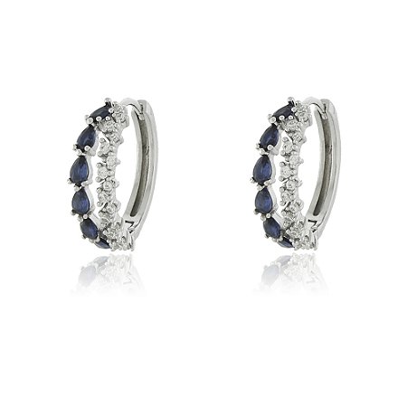 Brinco Argola Dupla Azul Rbranco