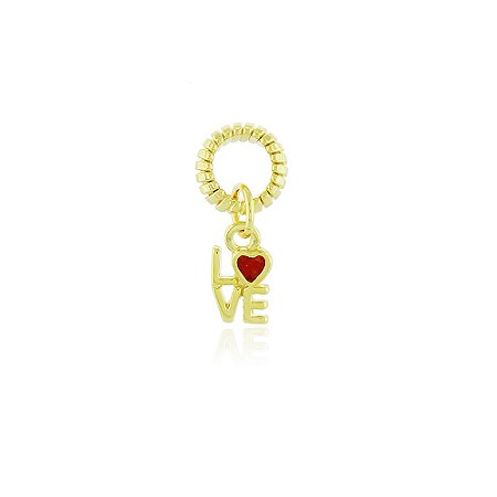 Pin Lock Love Resina Dourado
