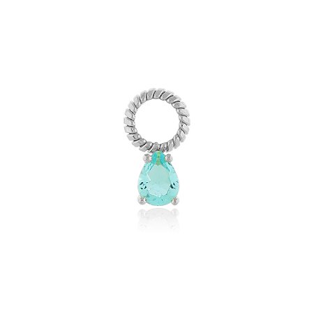 Pin Lock Gota Pedra Aquamarine Rbranco