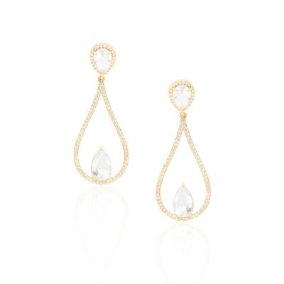 Brinco Festa Gota Cristal Dourado