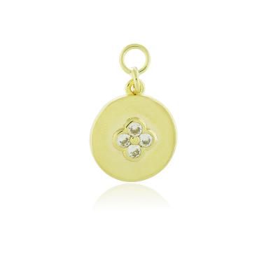 Charm Placa Flor Dourado