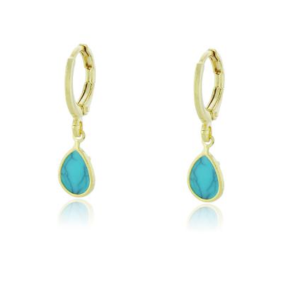 Brinco Argola Turquesa Dourado