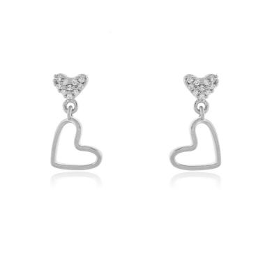 Brinco Dois Corações Rbranco