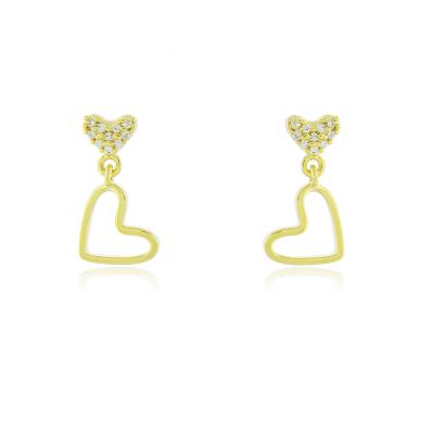 Brinco Dois Corações Dourado