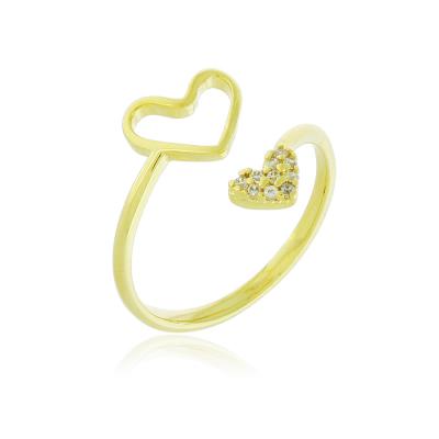 Anel Dois Corações Dourado