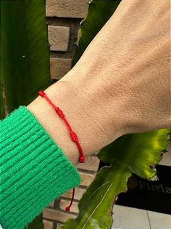Pulseira 7 Nós Fininha Vermelho