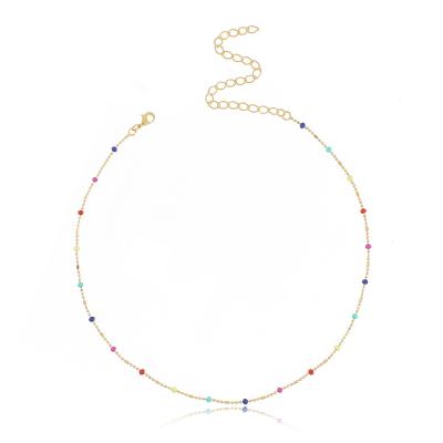 Choker Bolinhas Coloridas Dourado