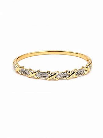 Bracelete Malta Liso E Cravejado Dourado