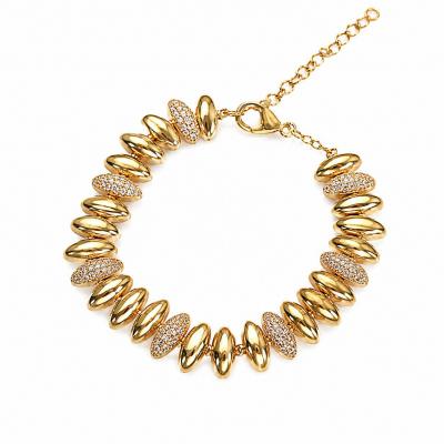 Pulseira 3 Lisos 1 Cravejado Dourado