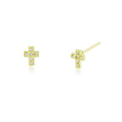 Brinco 2Furo Cruz Malta Dourado