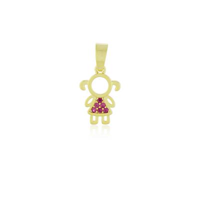 Pingente Menina Zirc Rosa Dourado