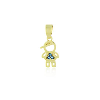 Pingente Menino Zirc Azul Dourado