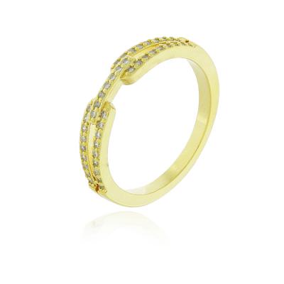 Anel Elo Cravejado Dourado