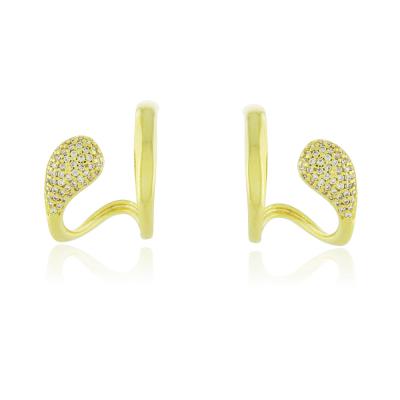 Brinco E. Hook Duplo Luz E Sombra Dourado