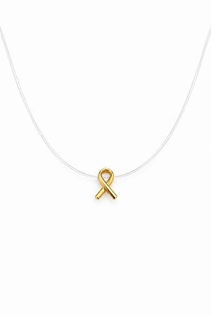 Colar Nylon Outubro Rosa Dourado