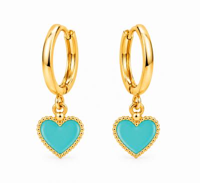 Brinco Argola Turquesa Dourado