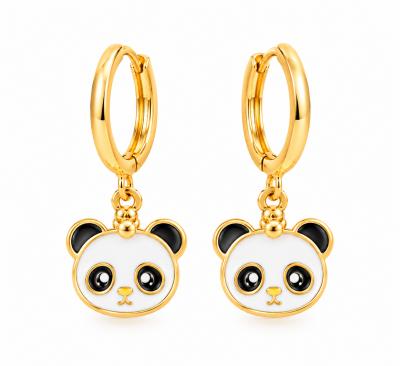 Brinco Infantil Argola Panda Dourado