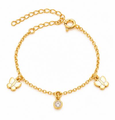 Pulseira Infantil Borboleta Luz Dourado