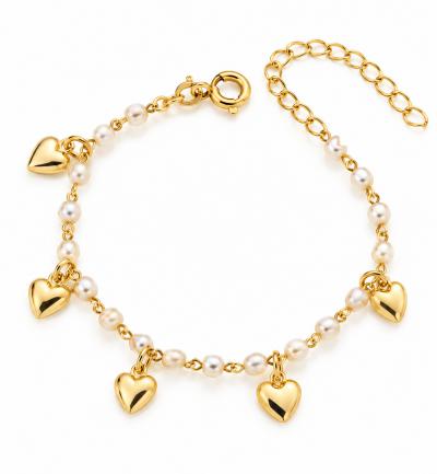 Pulseira Infantil Pérolas Dourado